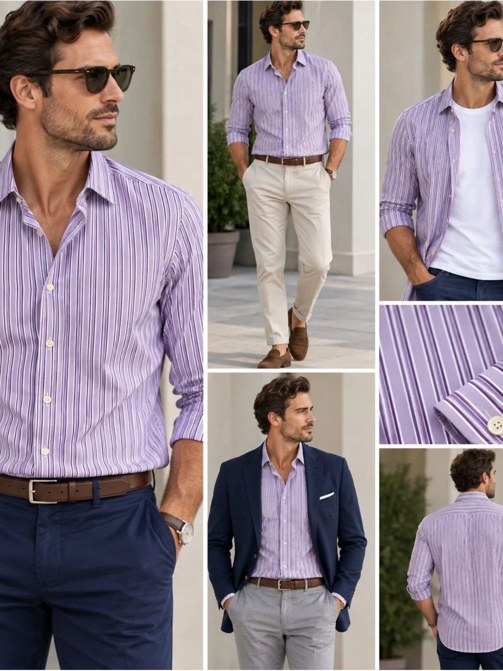 Banana Republic Lavender and White Striped Dress Shirt